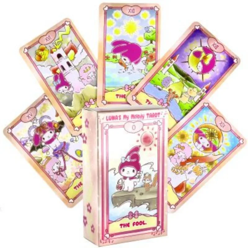 10.3*6CM  Sanrio  My Melody  Cinnamoroll Kuromi 78 Sheets Tarot Paper Card English Version