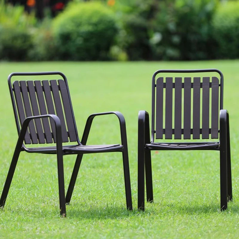 High Back Comfortable Garden Chairs Modern Industerial Decoration Park Garden Chairs Black Handle Mueble Jardin Patio Furniture