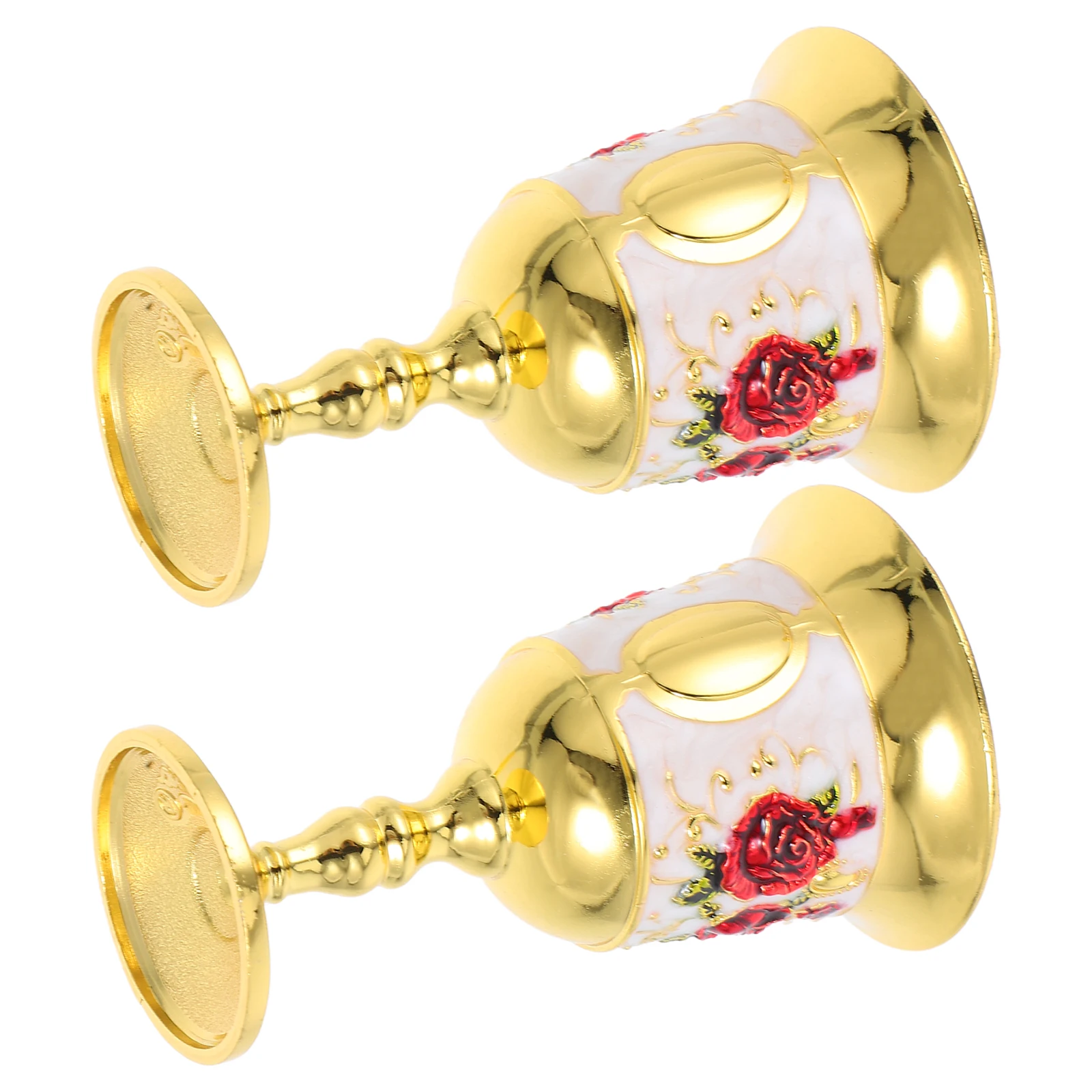 

2 Retro Glasses Vintage Goblet Cup Zinc Alloy Embossed Metal Drinking Medieval Style Home Decor