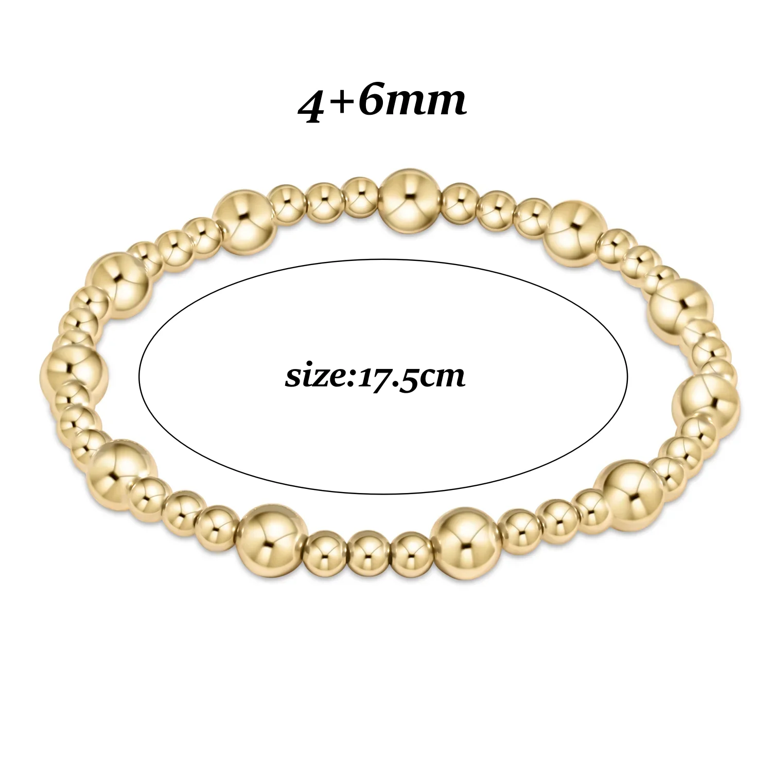 Goldperlen-Stretch-Armbänder für Damen, 18K vergoldet, stapelbar, modischer Schmuck, trendiges Accessoire für Party und Alltag. – Detail 20
