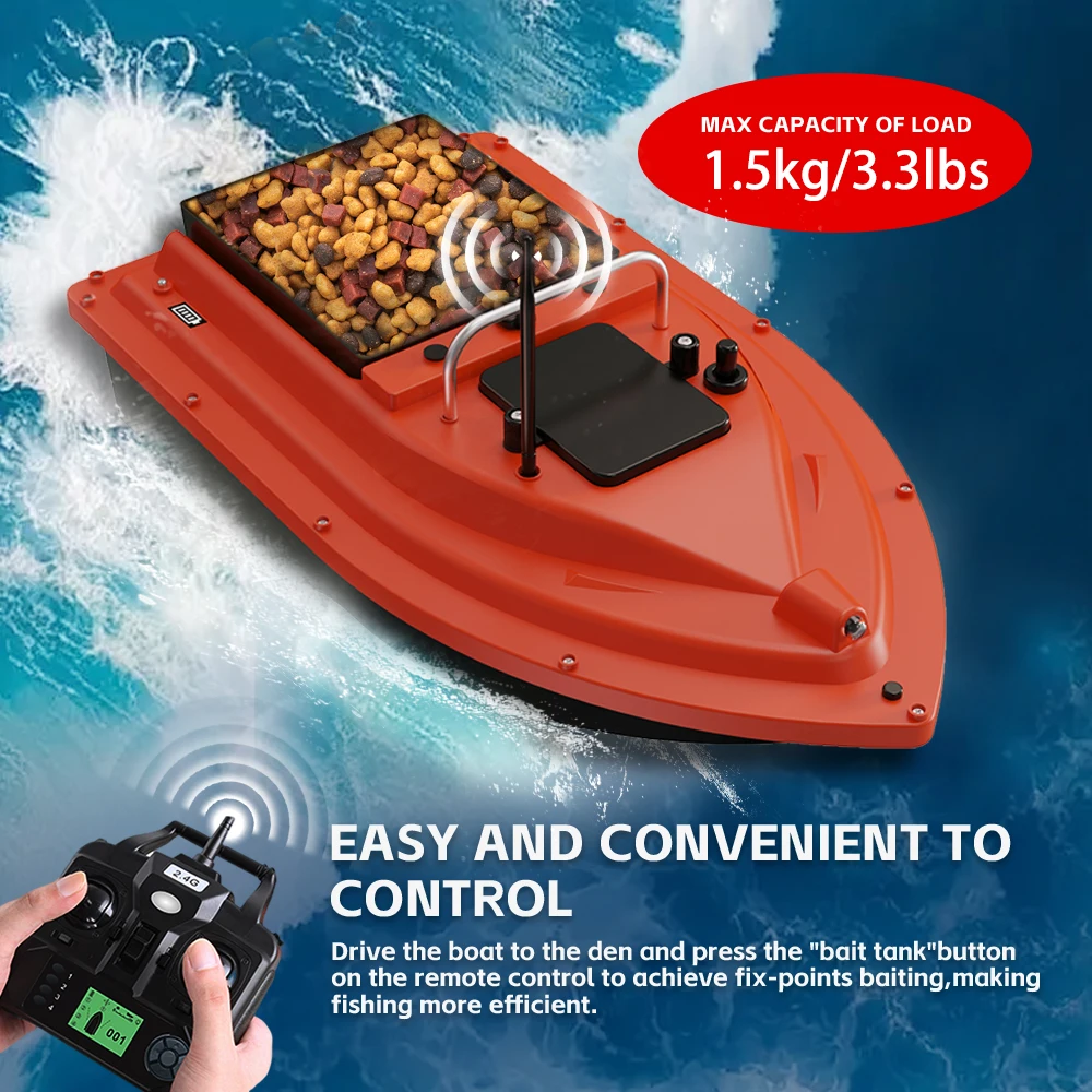 GPS Fishing Bait Boat with Large Bait Container 1.5KG Load 12000mAh Automatic Bait Boat with 400-500M Remote Range