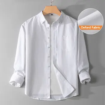 10 best sales Erkekler için beyaz uzun kollu gömlek - №6