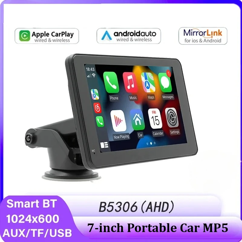 

Универсальный 7-дюймовый портативный MP5-плеер для автомобиля с беспроводным CarPlay, Android Auto, Mirrorlink, Bluetooth, TF, USB, мультимедийная смарт-магнитола для автомобиля