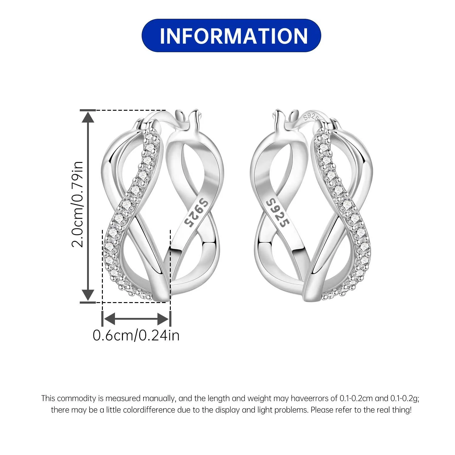 Orstarry Orecchini originali con simbolo infinito in argento sterling 925 Orecchini a cerchio da donna Gioielli per anniversario Regali alla moda
