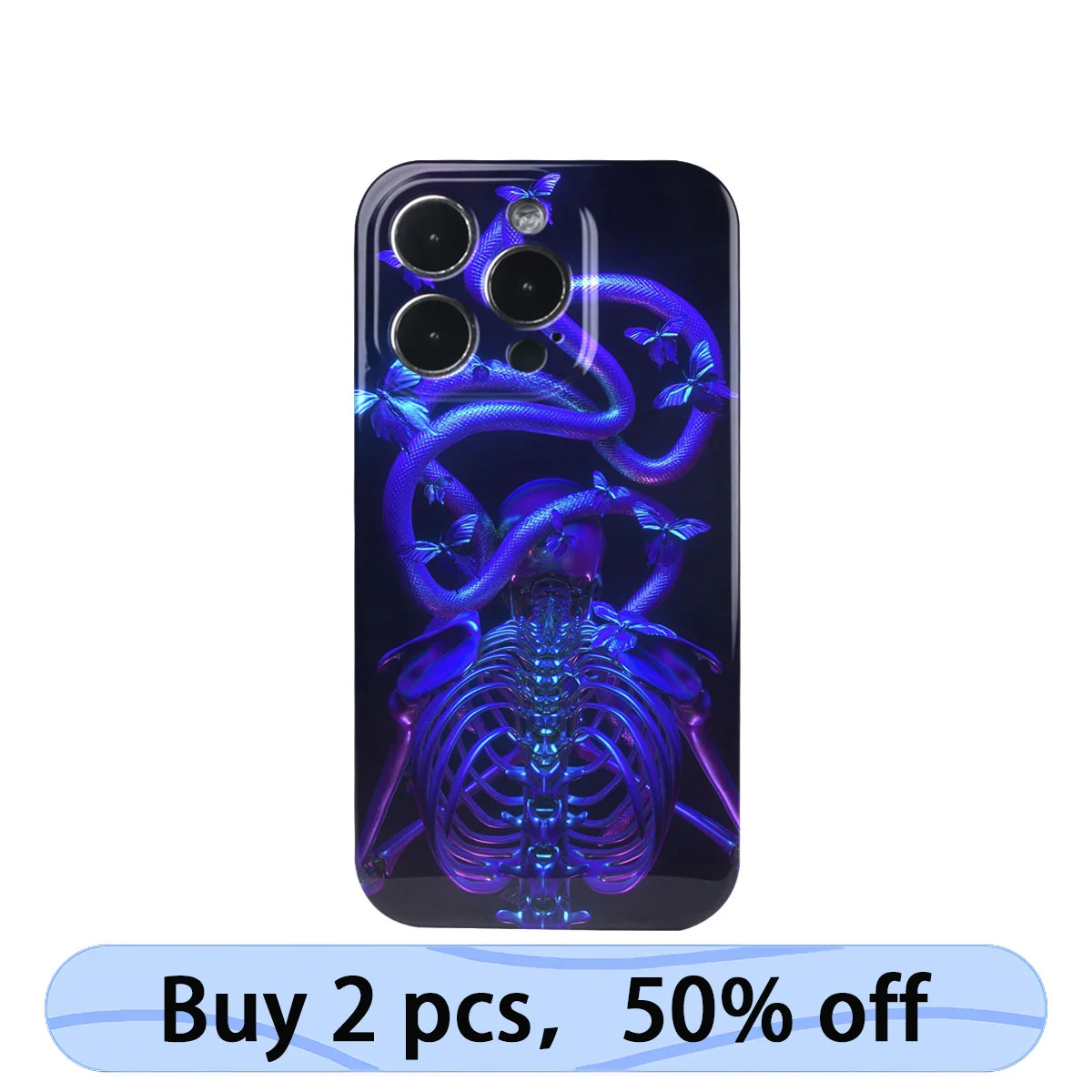 Coque iPhone Art Phone Case Cyber Skeleton Surreal Cover for iPhone 15 14 13 12 11 Pro Max Plus IMD 2 in 1