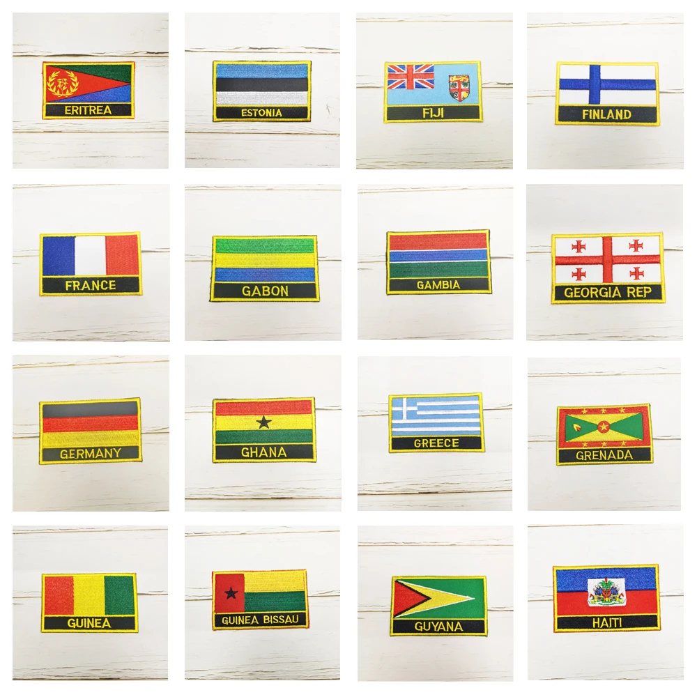 

National Flag Square Embroidery Patch Badge 8*5cm ESTONIA FINLAND FRANCE GERMANY GREECE GHANA GUYANA HAITI ERITEA GAMBIA