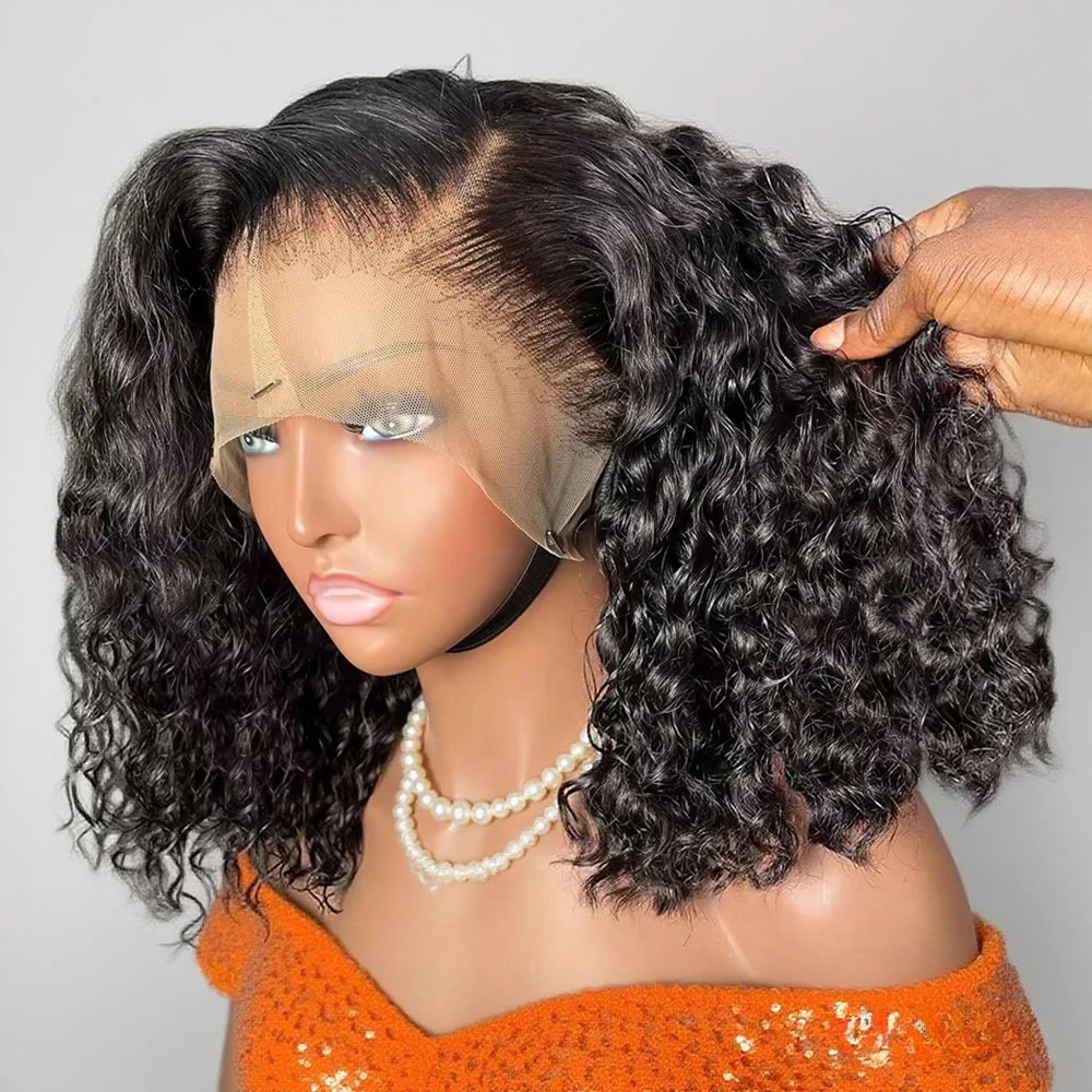 

13x6 Короткий вьющийся парик Боб Глубокая волна HD Парик из натуральных волос на кружеве для женщин Волна воды 7x5 13x4 Бесклеевой парик Предварительно вырезанный парик на шнурке 250%