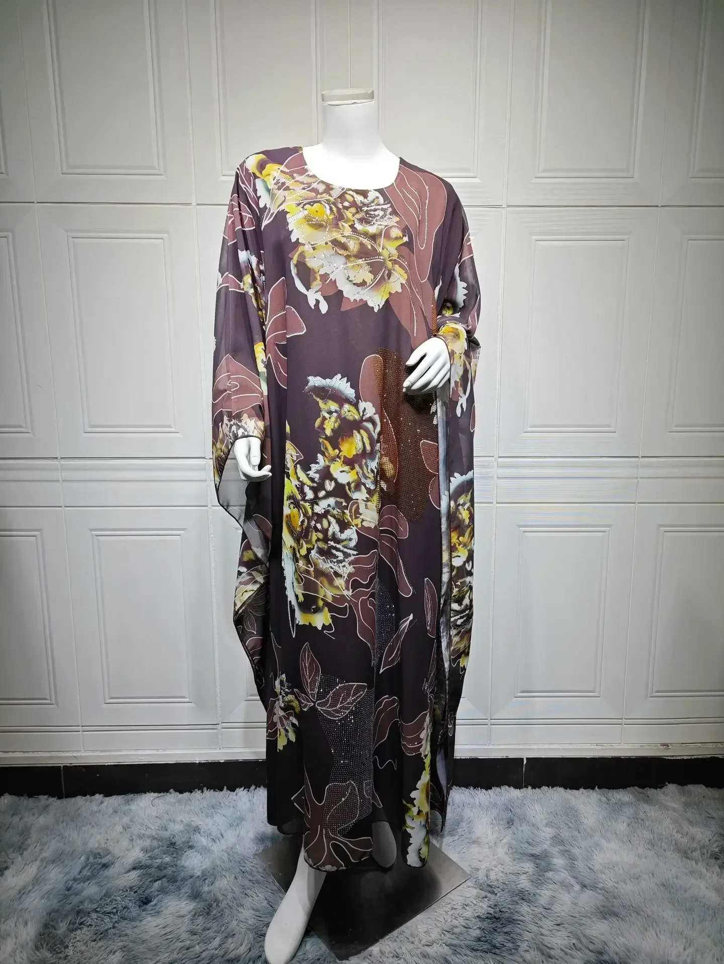 Robe musulmane pour femmes en mousseline de soie diamant fête Abaya robes arabe longue Robe maroc dubaï caftan robes Jalabiya Ramadan Eid