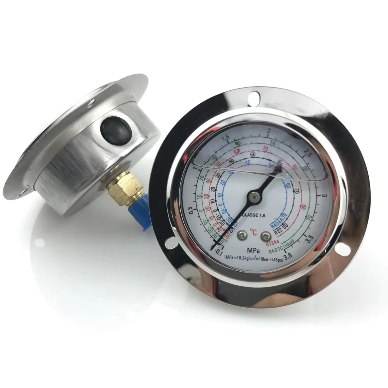 Cold Storage Unit Oil-Filled Pressure Gauge 1.8 3.8MPa Refrigerant Meter Refrigeration Shock-Resistant High and Low Pressure Oil