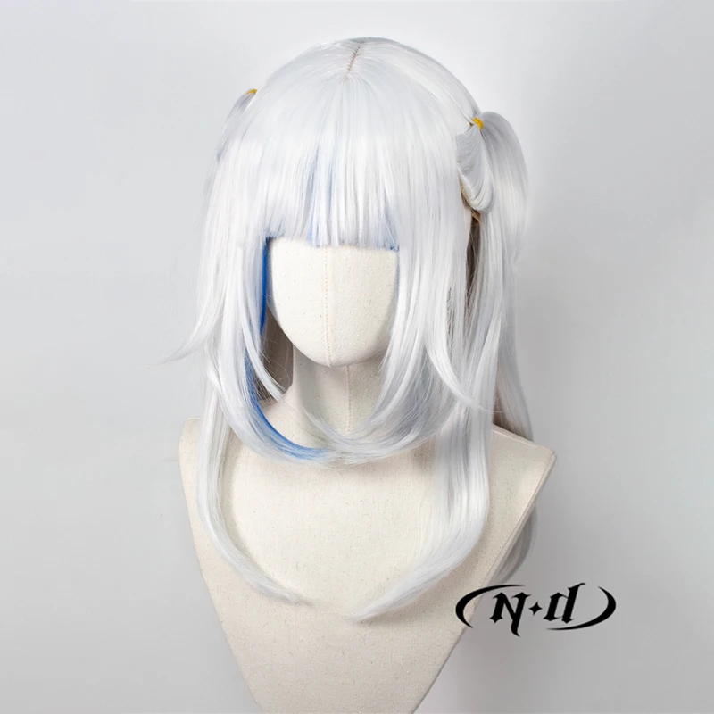 ND Gawr Gura 코스프레 가발 헤어피스 VTuber 코스프레 헤어 가발 코믹 콘 코스터 의상 테마 파티 내열성 합성