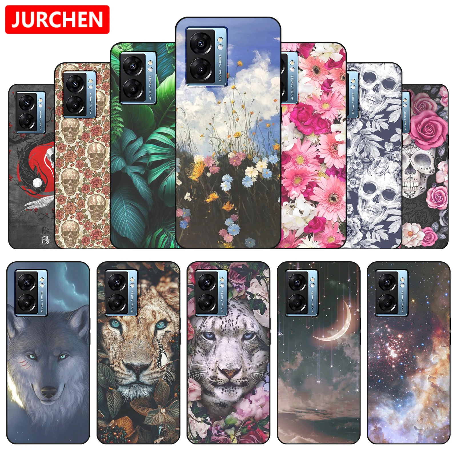 Silicone Cases For OPPO A77 5G Fashion Custom Cartoon Cat Dogs Tiger Lion Photo For OPPO A 77 5G CPH2339 Matte Back Soft Cover