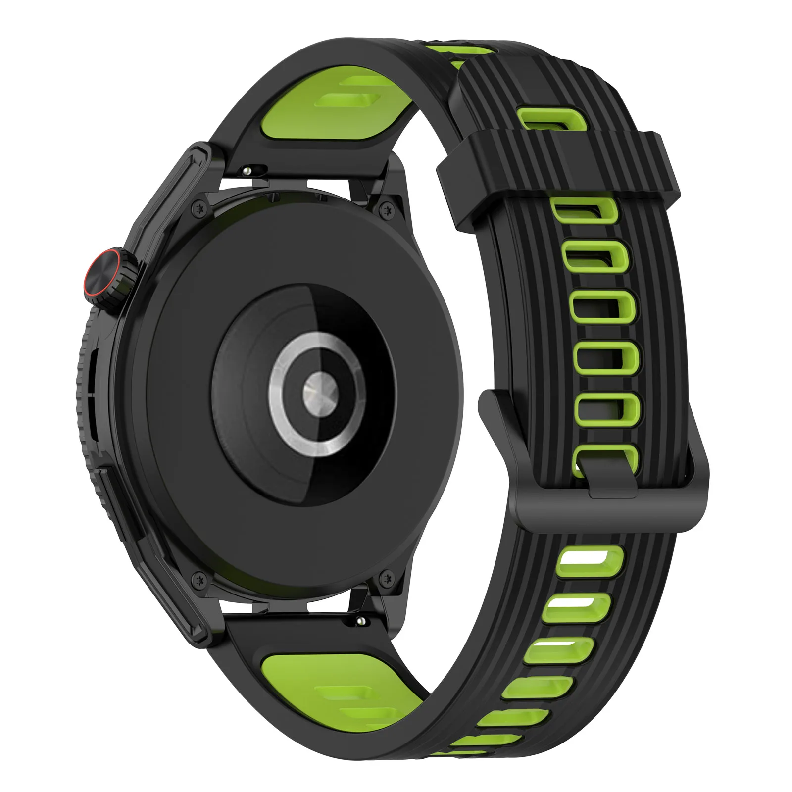 

For Huawei Watch GT 3 SE / Samsung Galaxy Watch3 45mm Silicone Watch Band 22mm Dual Color Stripes Wrist Strap - Black / Lime