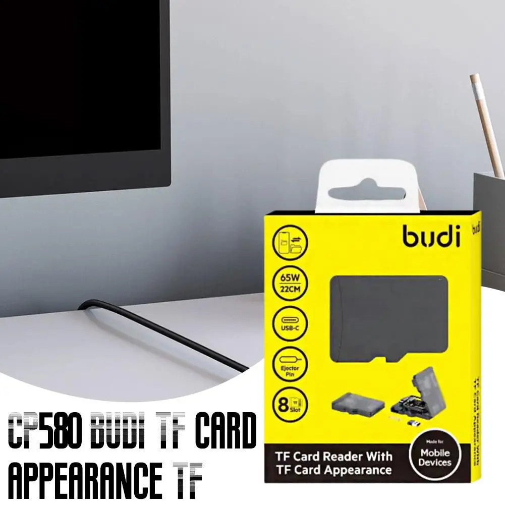 High-end For BUDI TF Card Reader With TF Card Appearance Design 8 TF Cards Slots Multifunctional High-Speed Memory Card Rea F3Y9