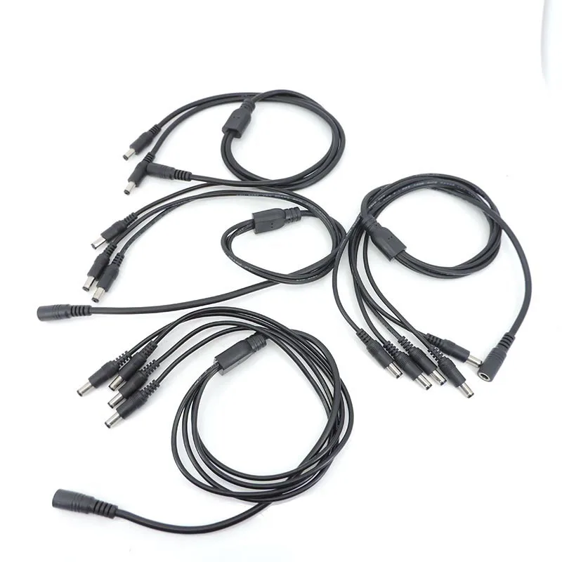 0.7M Long 12V 24v DC 1 Female to 2 3 4 5 way Male connector Cable Power Supply extend Splitter Plug 18awg 7A for strip 5.5x2.1mm