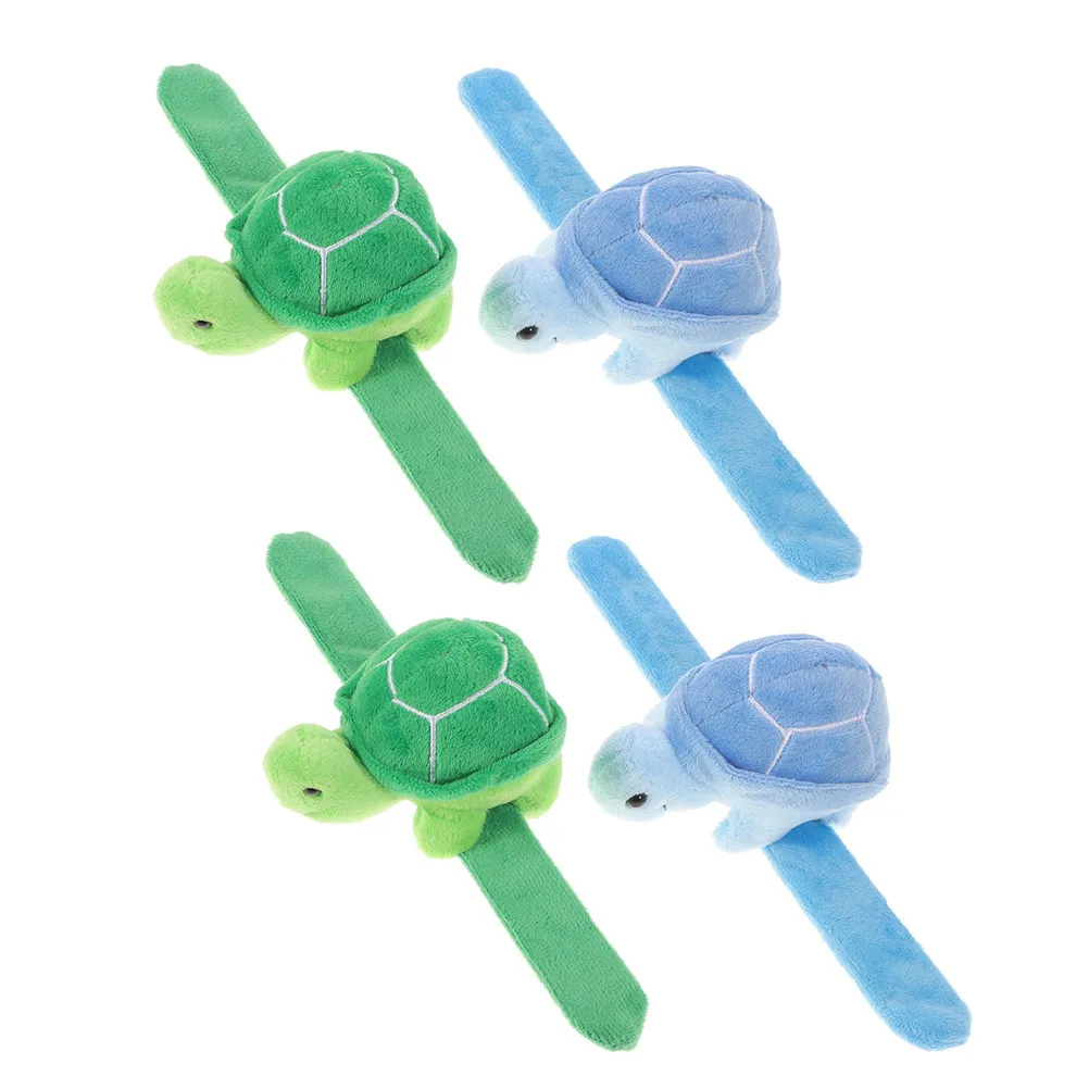 4Pcs Turtle Slap Wristband Soft Stuffed Animal Snap Bracelet Comfortable Cute Party Favor Wristbands Snap Bracelet