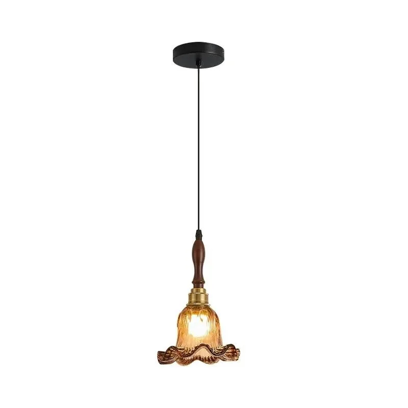 Retro glass chandelier amber bedroom bedside lamp retro ceiling chandelier warm atmosphere lighting