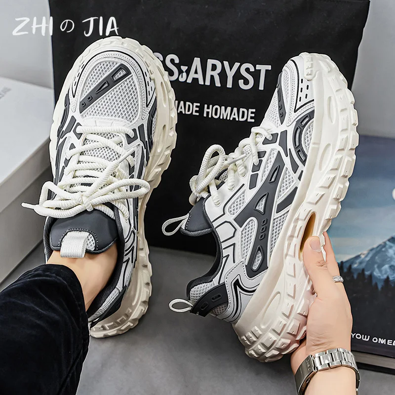 New Men's Casual Shoes Spring Summer Mesh Breathable Thick soled Sneakers Men's Fashion Trendy Matching Footwear 39-44