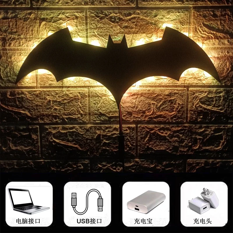 

ZK50 Creative Cool Bat Lamp Interior Decoration USB Remote Control Wall Lamp LED Background Wall Color Changing Night Light