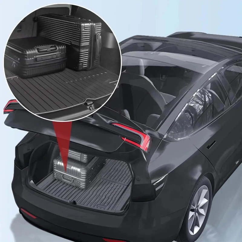 For Tesla New Model Y Juniper 2025+ TPE Floor Mats Waterproof Luggage Mat Wear-resistant Foot Pads ModelY Trunk Mats Accessories image 5