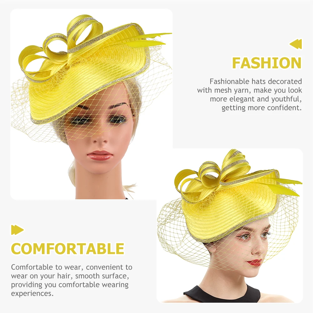 

Elegant Fascinator Hats for Women Shiny Tea Party Hat Smooth Surface Reusable HA9134 Red Color Stylish Fashionable Wedding