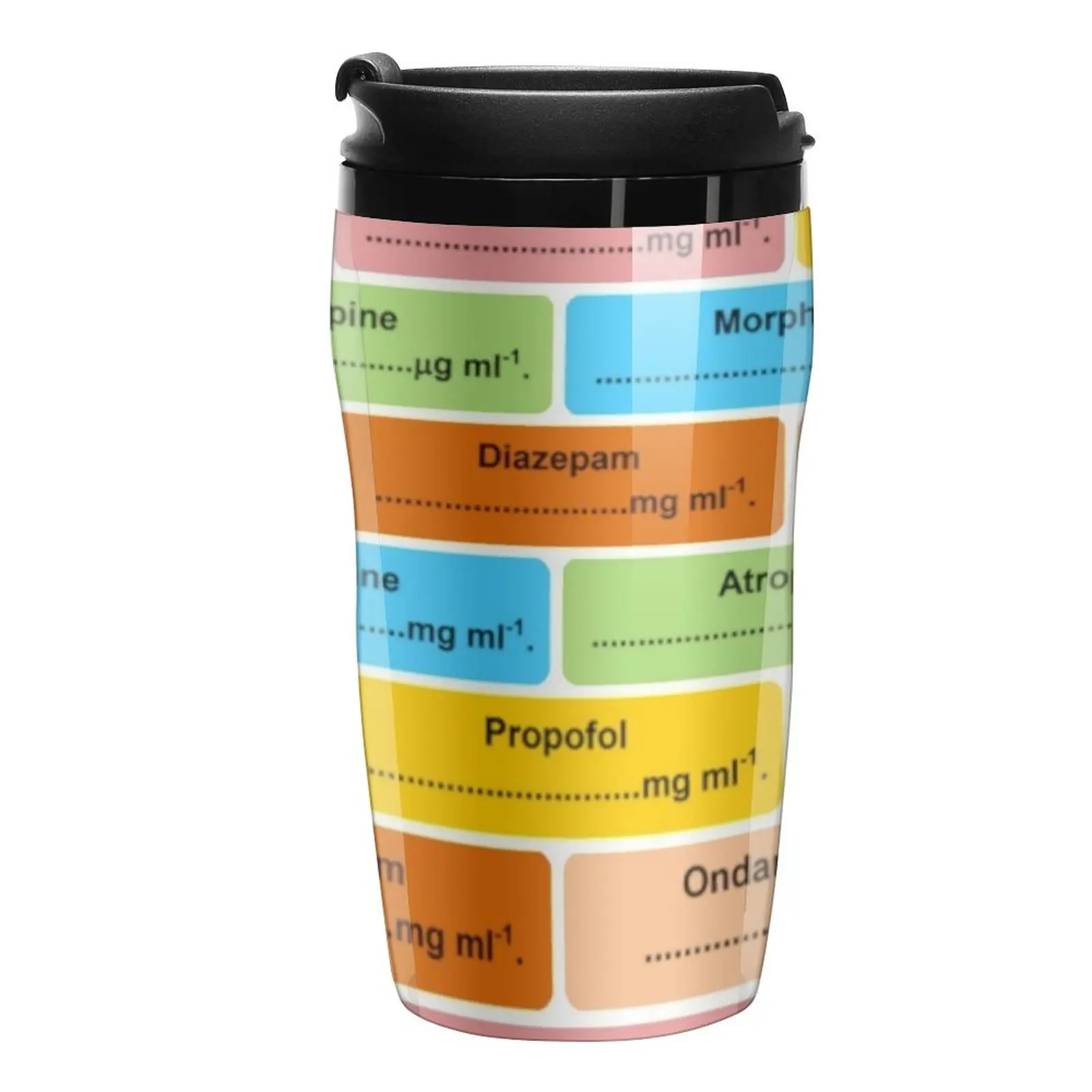 

New Gift for Anaesthetist / Anesthetist / Anesthesiologist Drug Label Pattern Travel Coffee Mug Mug For Tea Espresso