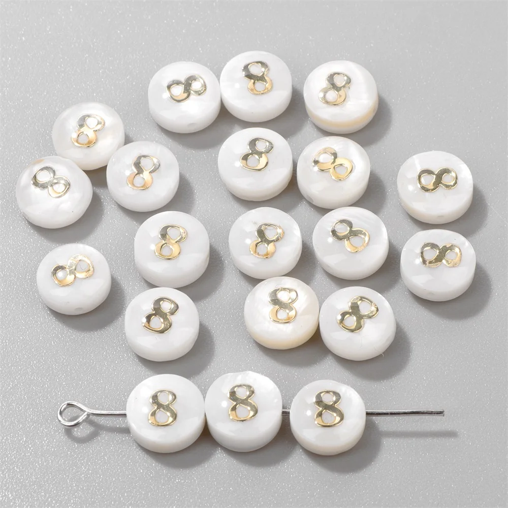 0-9 Number Shell Bead Pendent White Natural Mother Of Pearl Shell Arabic Number Bead Charm Jewelry Accessories For Making DIY