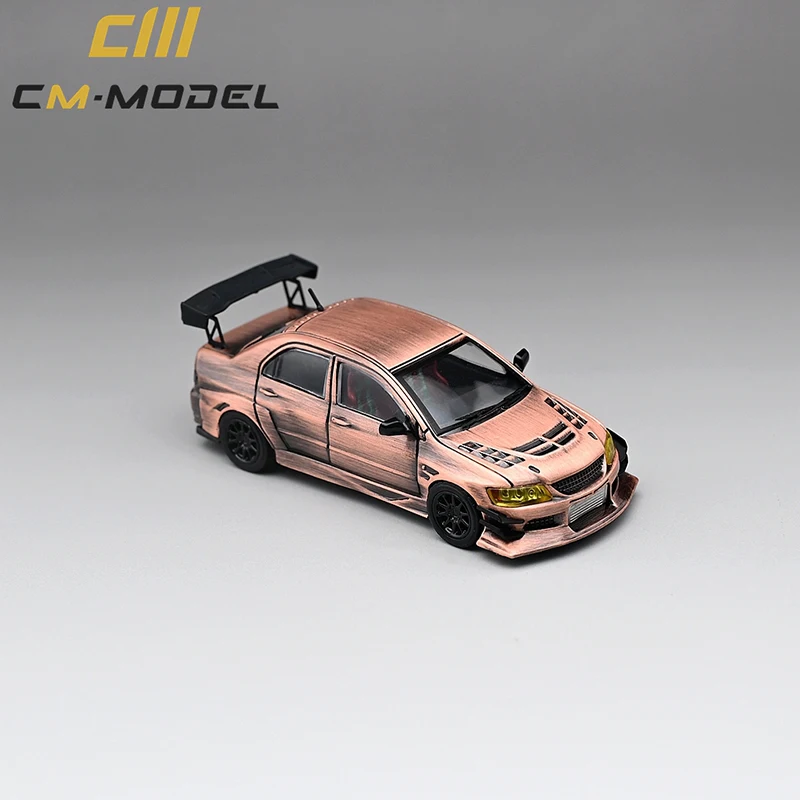 CM Model 1/64 Model Car Lancer EVO IX Bronze JDM Diecast Supercar Racing Car Gift for Collection With Display Case