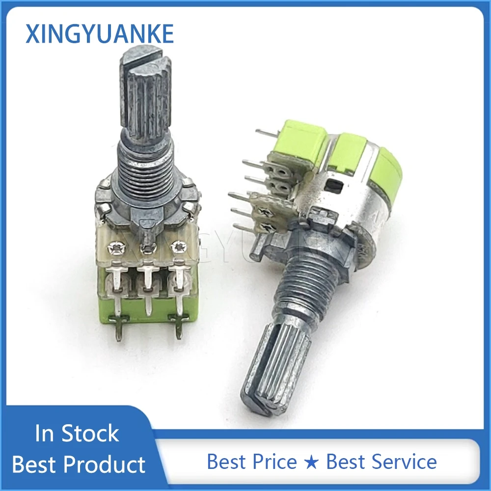 2PCS R125G 12 Type Double Connection With Switch 8Pins B50K B503 Volume Speaker Power Amplifier Potentiometer Handle Length 20mm