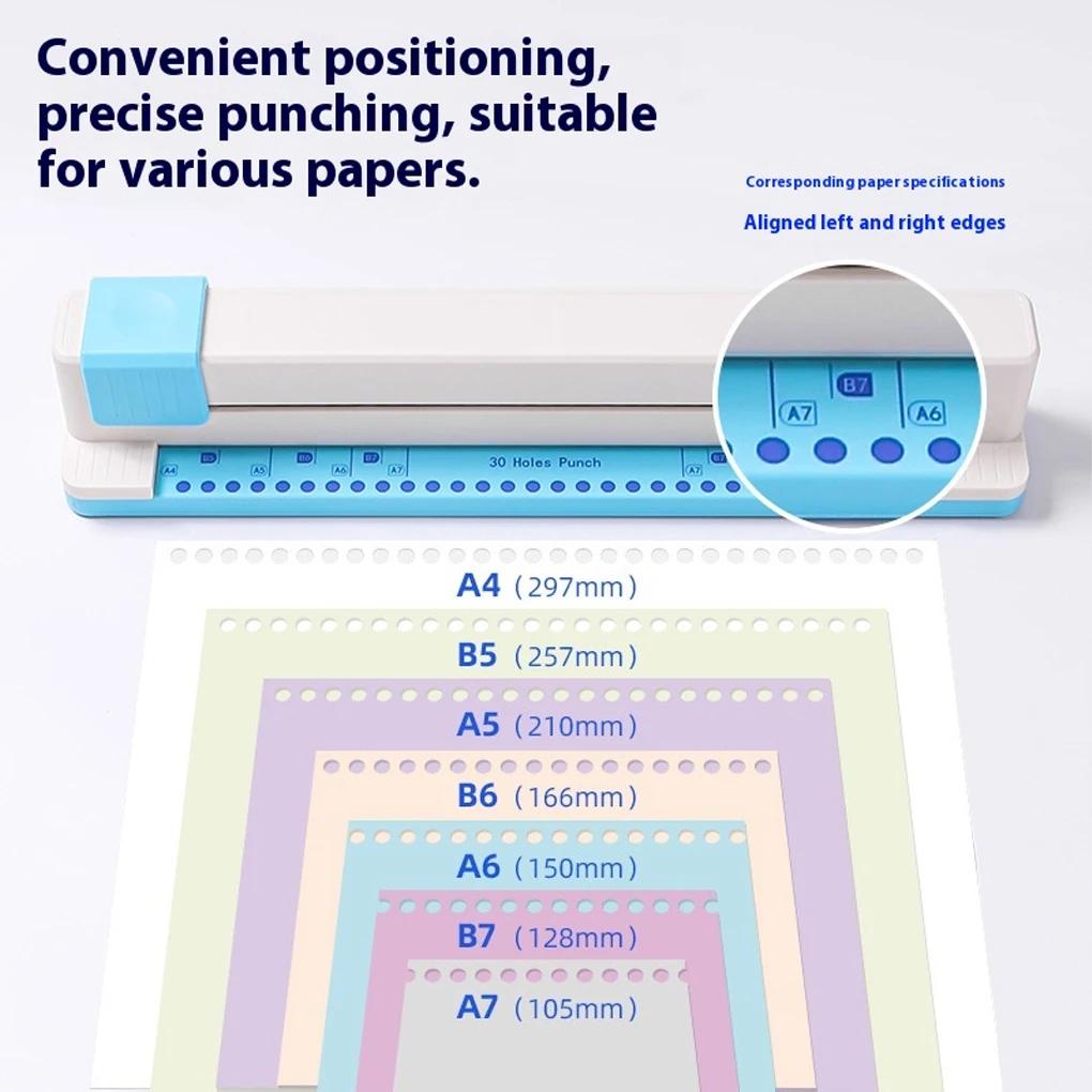 Manual DIY Paper Machine 30 Hole Punching Machine DIY Hand Push A4 B5 A5 B6 A6 B7 A7 Paper Machine Document Collar Punching