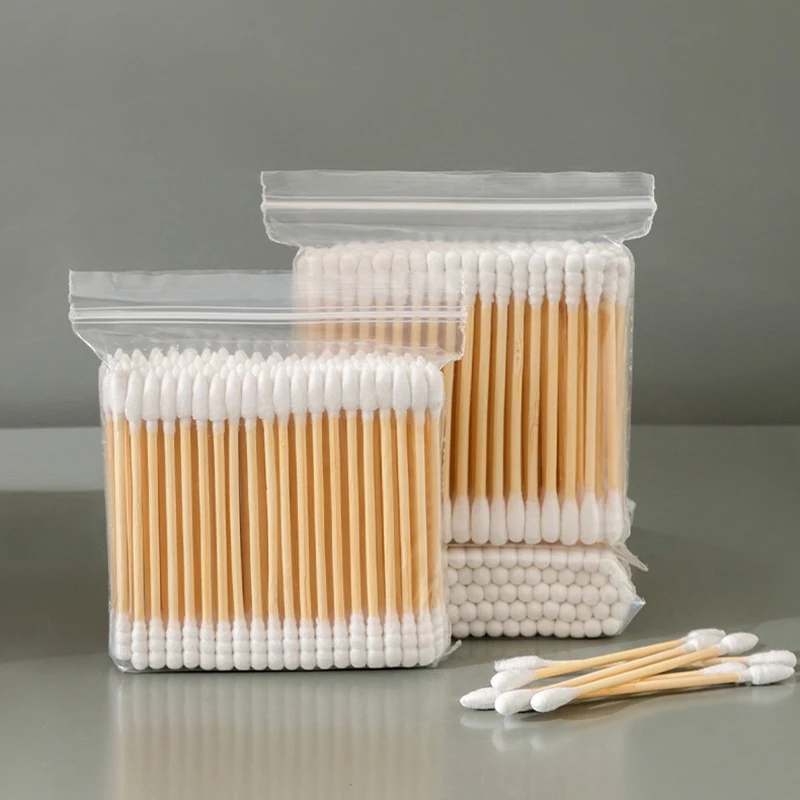 

500pcs Cotton Swabs Double Round Tipped Bamboo Sticks Cotton Buds Ears Cleaning Makeup Nails Personal Care Keyboard Travel Hotel