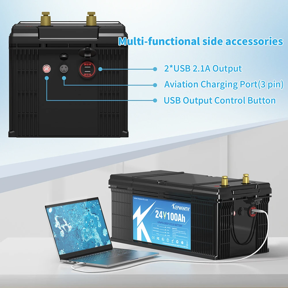 12V 24V 100Ah Lithium Iron Phosphate Battery Upgraded BMS 6000 Cycles For RV Campers Golf Cart Off-Road Off-Grid Solar Wind