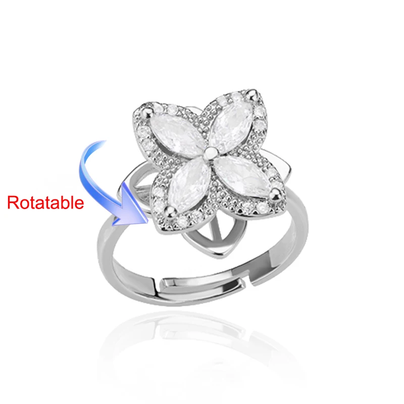 Women's Adjustable Stainless Steel Clover Wedding Ring