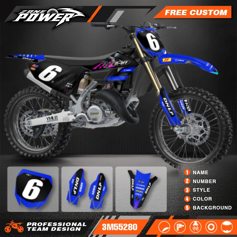 Powerzone Motorcycle Graphics Decals Sticker Kits for Yamaha YZ125 YZ250 2022 2023 2024 Custom Motorcycle Background Stickers 12