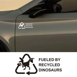 Fueled By Recycled Dinosaur Vinyl Decal Sticker, Car hobby, Window Decal, Truck Decal custom made