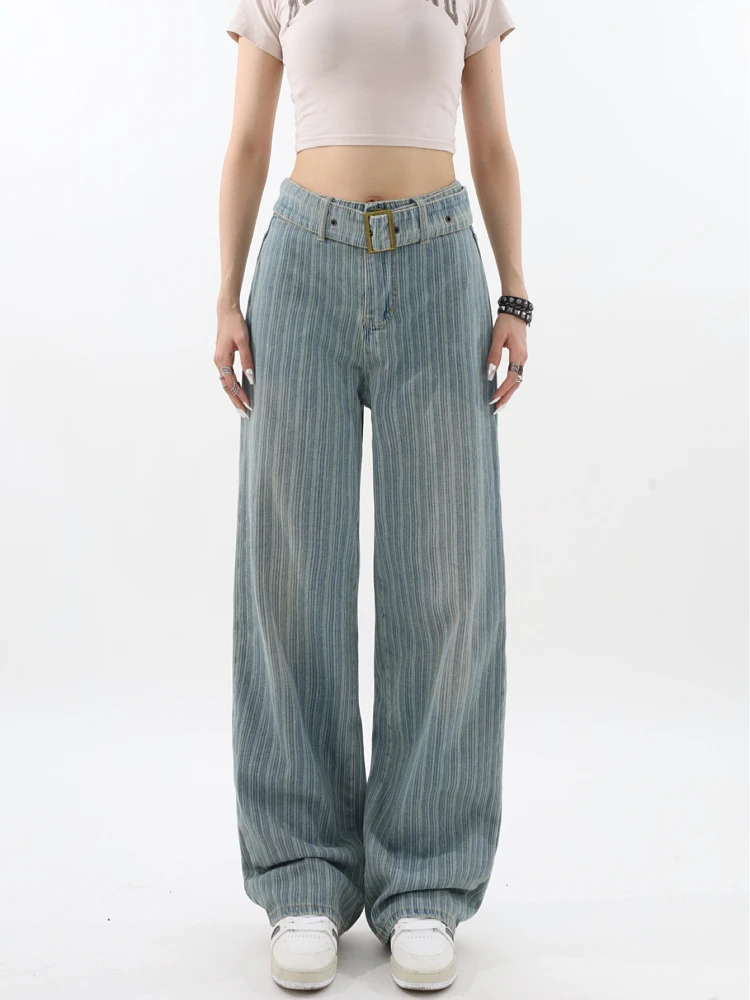 

2023 Women's Vintage Blue Denim Pants 2000s Korean Y2k Baggy Streetwear Wide Leg Jeans Fashion Harajuku Cowboy Trousers Clothes