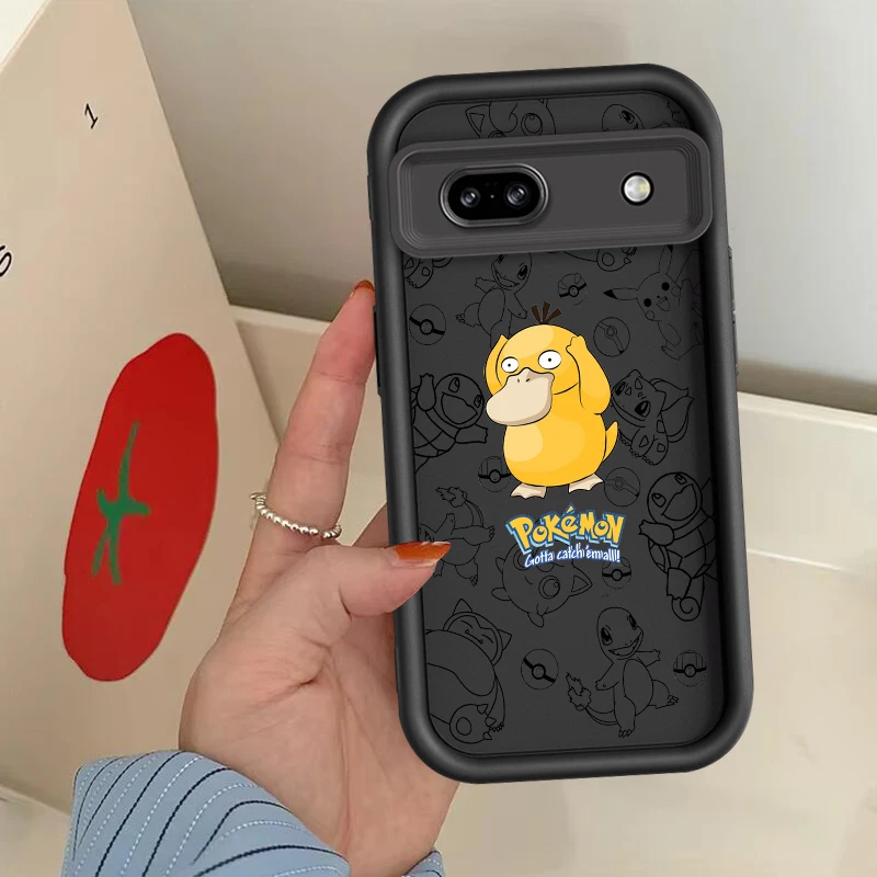 أنيمي P-Pokemons P-Psyducks لجوجل بكسل 9 8A 8 7 7A برو XL 5G العين سلم جراب هاتف لينة غطاء مقاوم للصدمات من البولي يوريثان