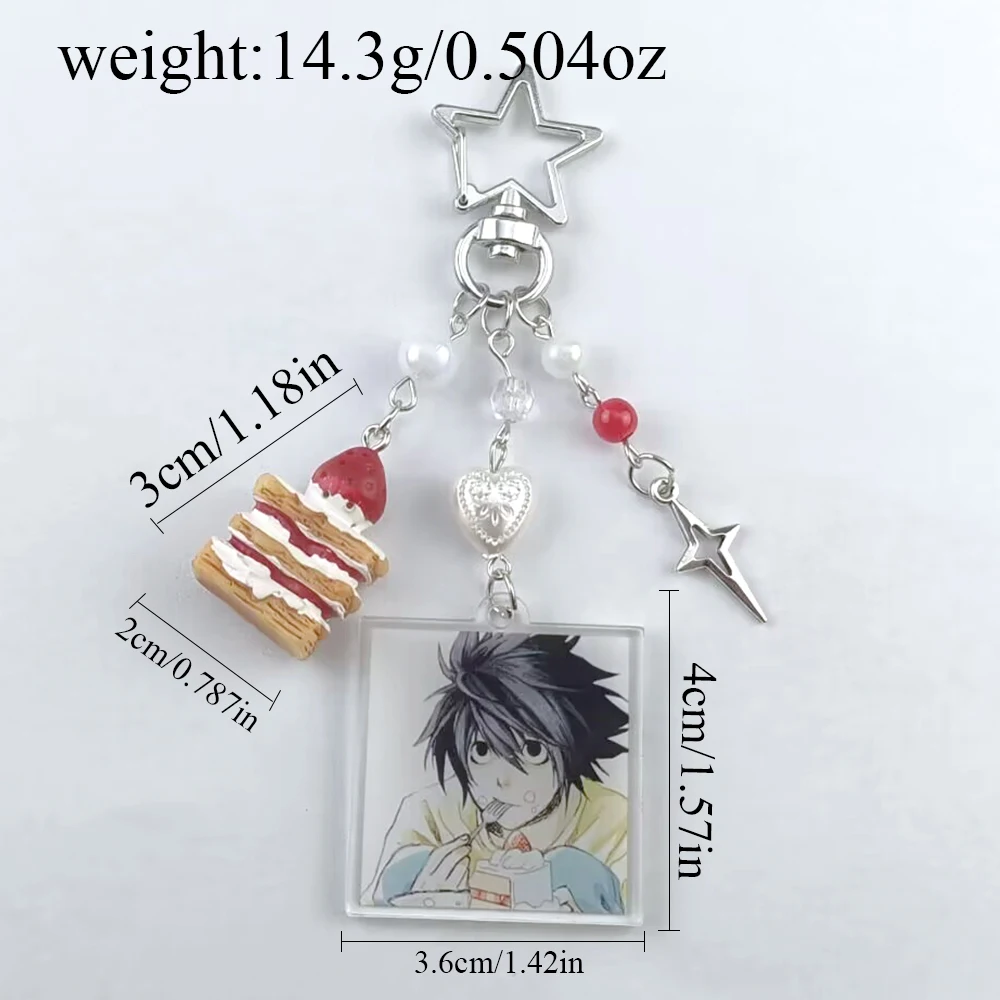 Handmade Anime Death Note L Lawliet Cake Beaded Keychain Bag