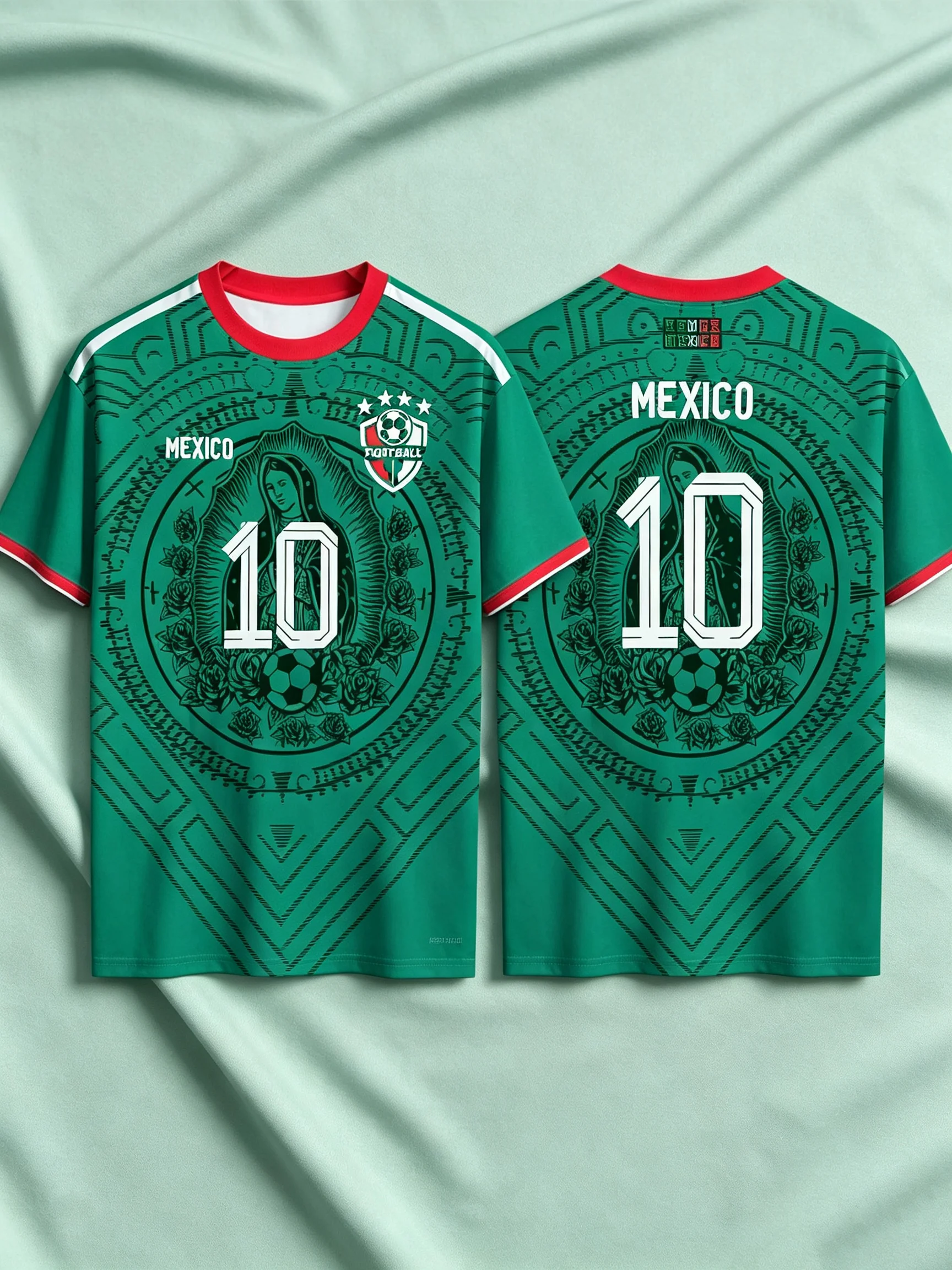 Mexico No.10 3D Print T‑Shirt Men Green Short Sleeve Casual Tops Mexican National Football Fan Sports Jersey Tees