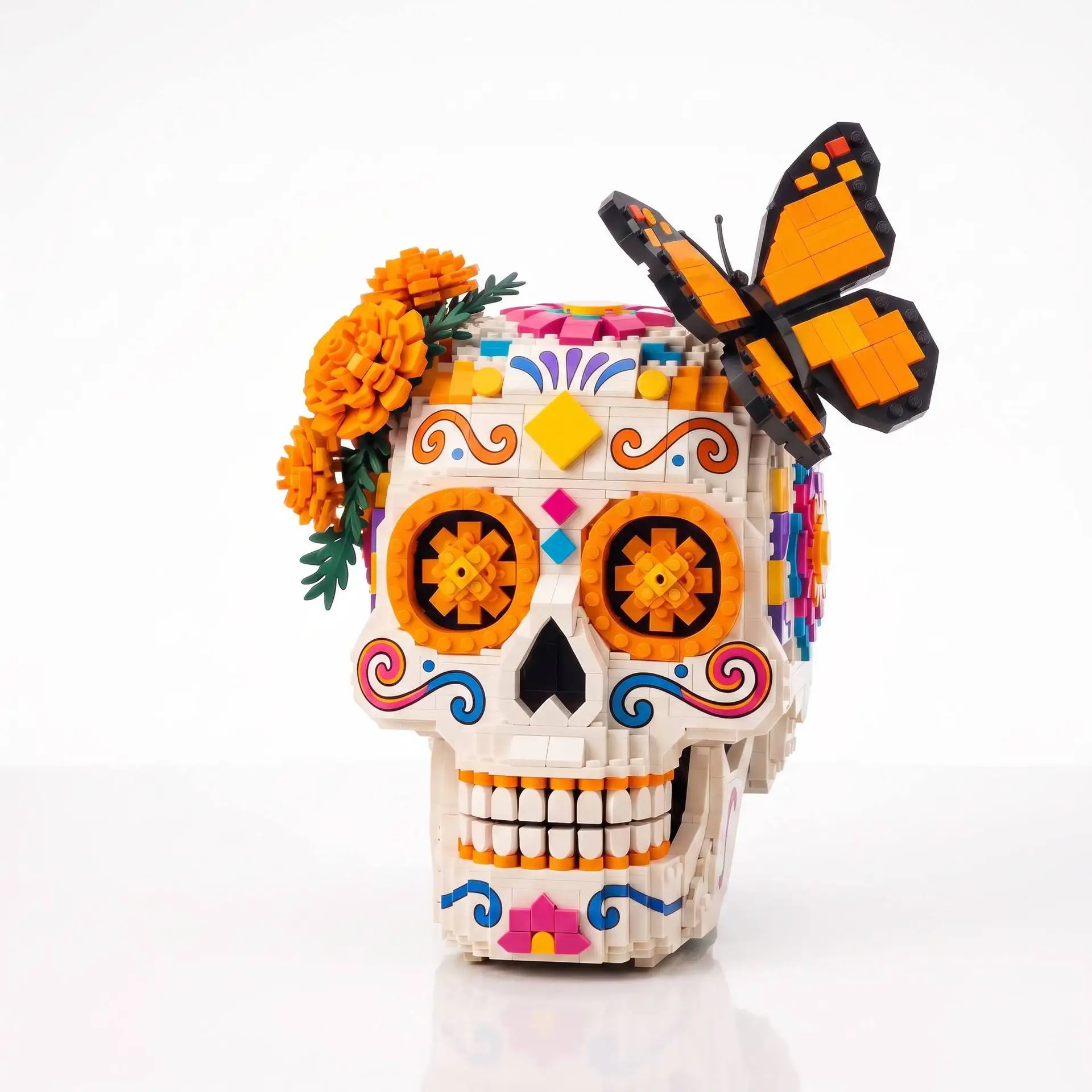 MOC Undead Butterfly Skull Building Blocks Set Dark Magical Terrifying Atmosphere Ghost Festival Idea Toys Adults Holiday Gifts