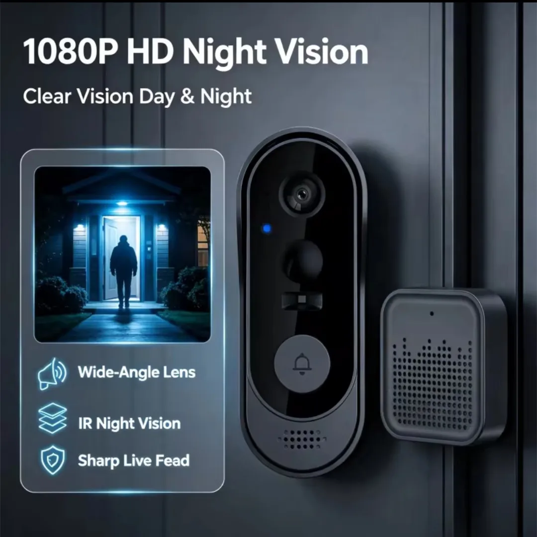 Tuya WiFi Smart Video Doorbell 1080P HD Outdoor Peephole Camera Two-Way Audio Intercom Waterproof Home Security Doorbell