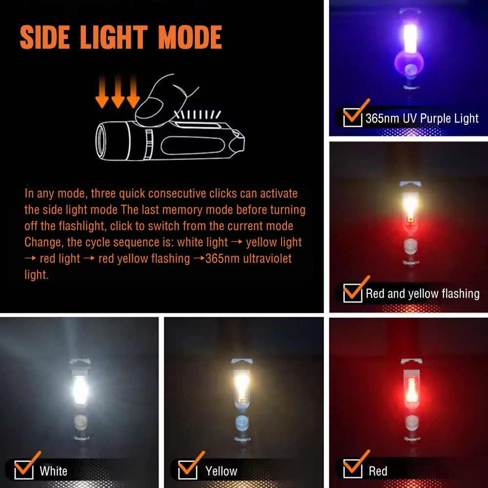 Linterna llavero S15Pro de alto lúmenes, linterna de bolsillo EDC de 750 lúmenes con Clip, minilinterna recargable USB C con imán