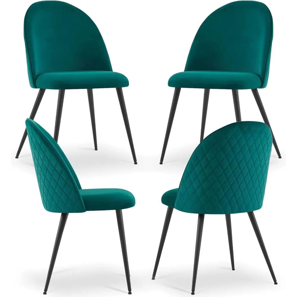 

Contemporary Home Chair Set of 4,Nice Velvet Dining Chair No Arms Living Chair with Metal Legs for Kitchen,