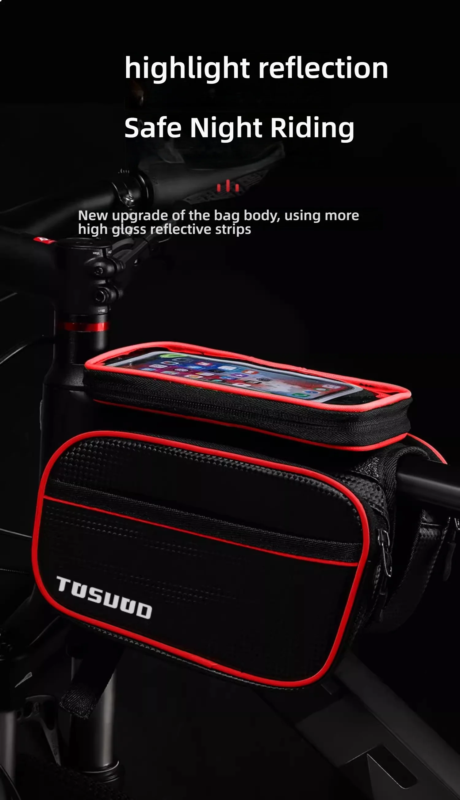 TOSUOD Mountainbike Tasche Vorne Lenker Tasche Regendicht 6,2 zoll Handy Fall Fahrrad Oberrohr Tasche Radfahren Zubehör – Detail 9