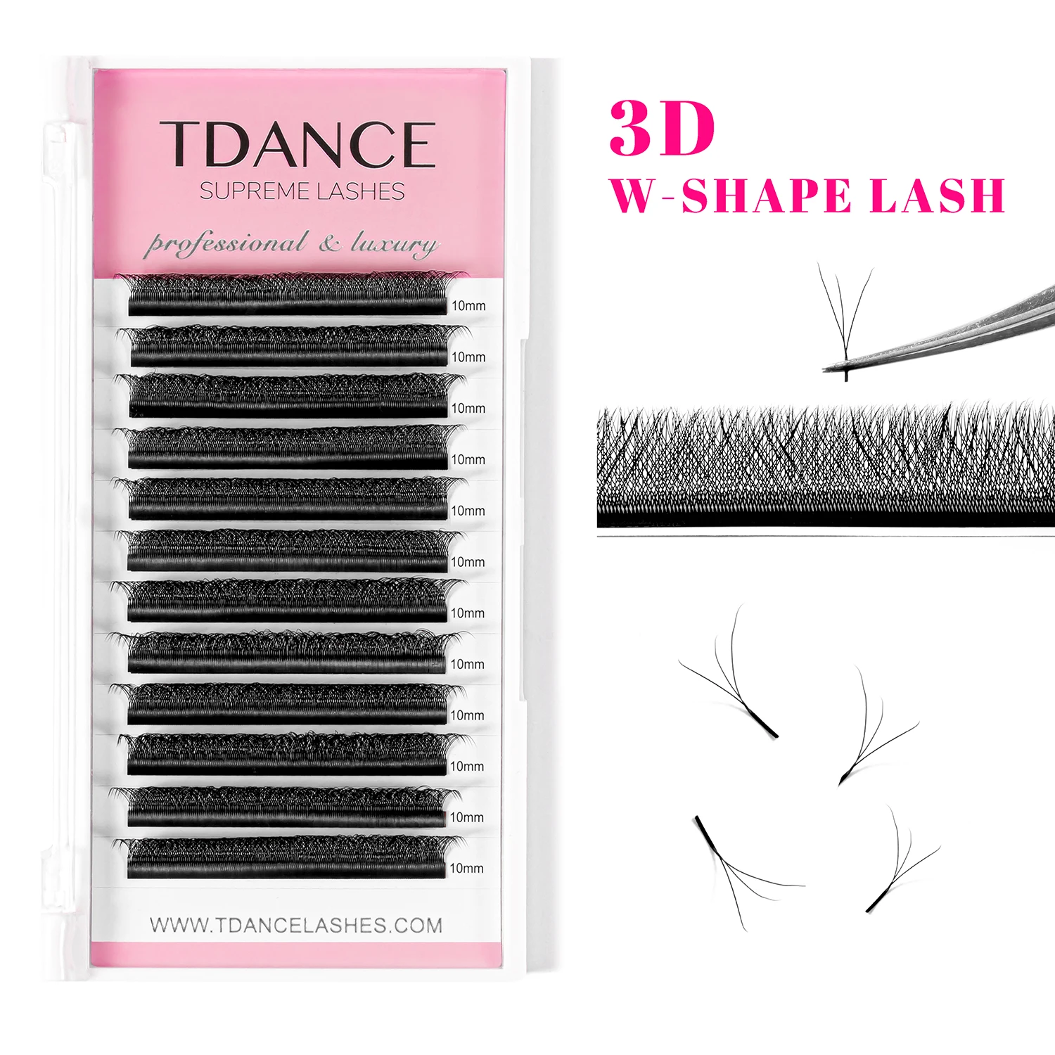 Tdance 3D W Lashes 0.07 C/D Premade Volume Fan Fake Eyelashes Natural Soft W Style Lashes Faux Mink Soft Easy Faning Lashes