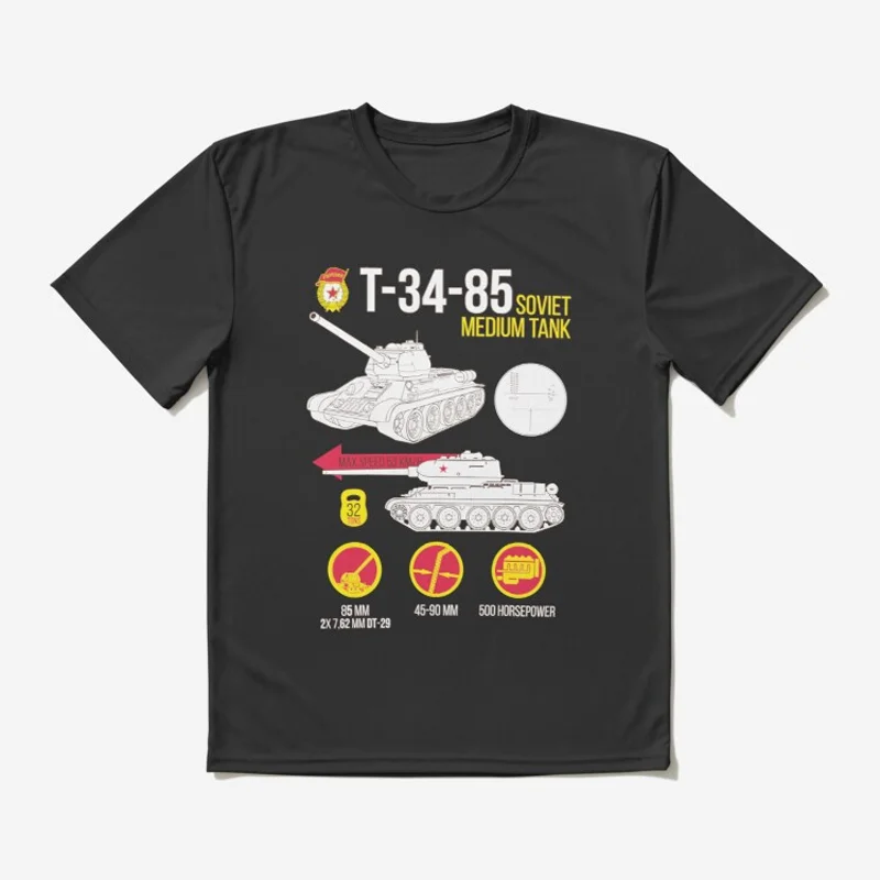 Soviet T-34-85 Medium Tank WWII Tank Lovers Gift Mens T Shirt. Short Sleeve 100% Cotton Casual T-shirts Loose Top Size New S-3XL