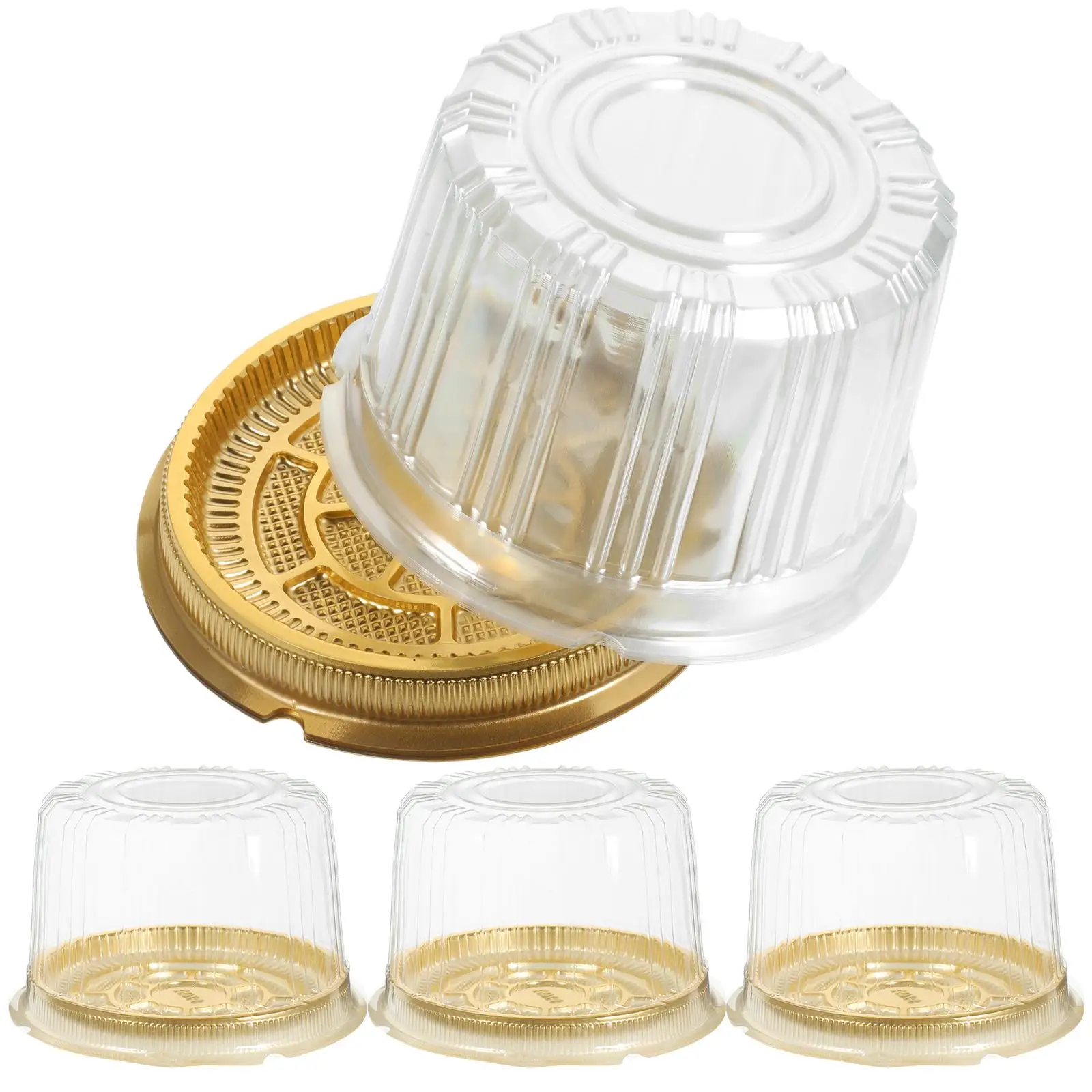 

10 Pcs Cake Cheese Storage Boxes Clear Round Plastic Containers with Lid 4 Inch Color PET Packaging for Treats Dessert