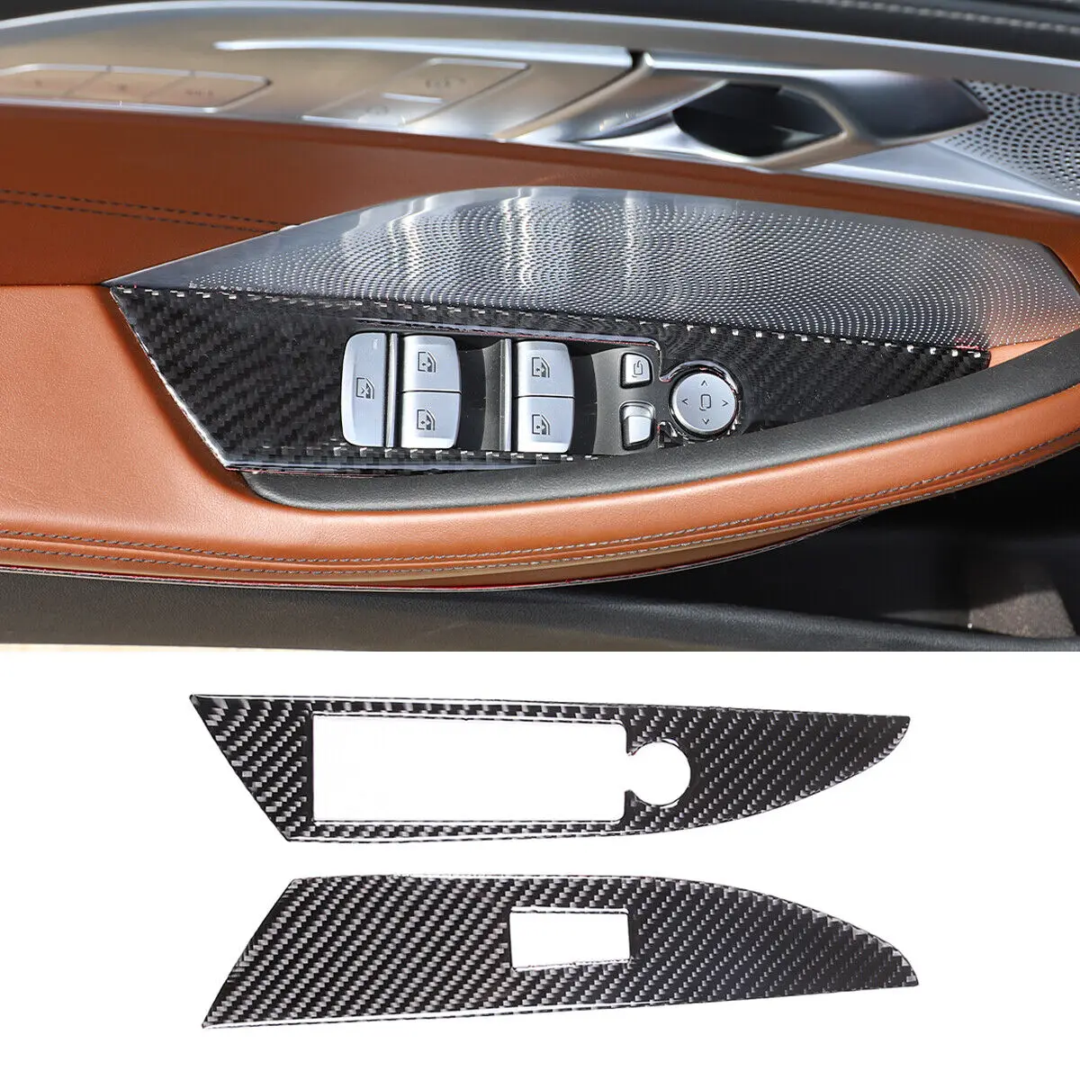 

Carbon Fiber Car Door Window Glass Lift Switch Frame Trim For BMW 8 Series G14 G15 2019-2022