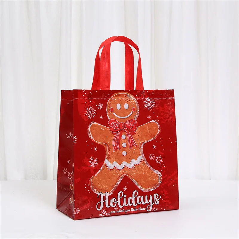 StoBag 8/20 قطعة عيد ميلاد سعيد غير حقيبة تسوق منسوجة هدية النسيج الاطفال التعبئة والتغليف حقيبة يد كبيرة تخزين مقاوم للماء الحقيبة قابلة لإعادة الاستخدام