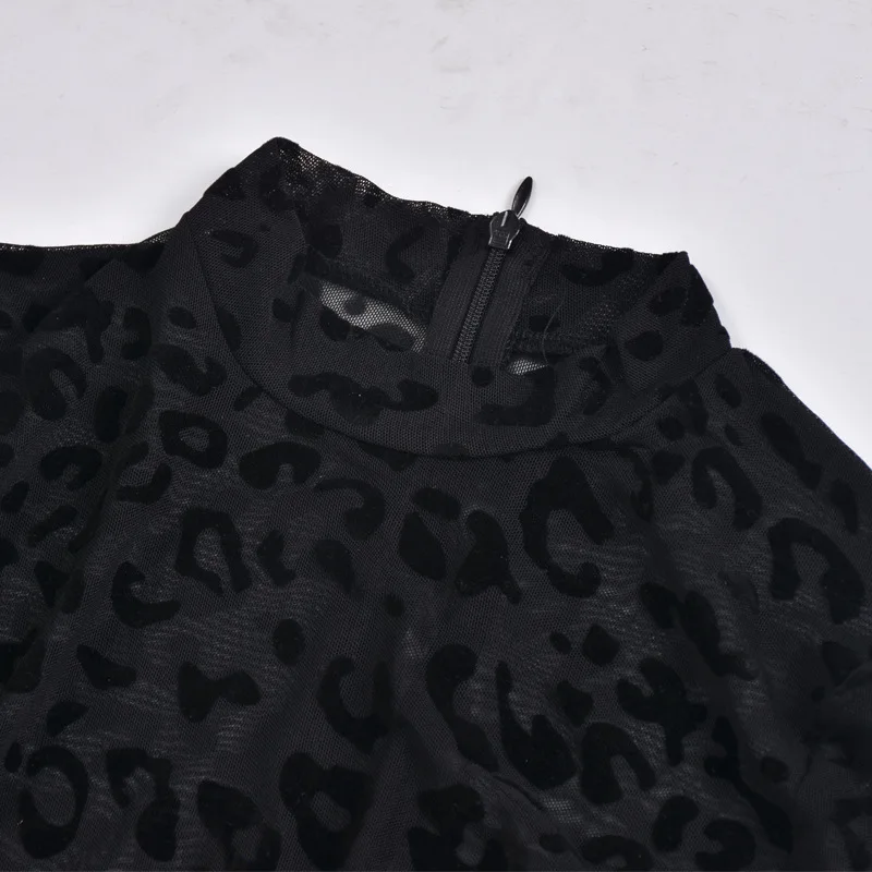 Mono de manga larga con estampado de leopardo para mujer, traje ajustado de una pieza, Sexy, para fiesta y Club, Y2K, novedad