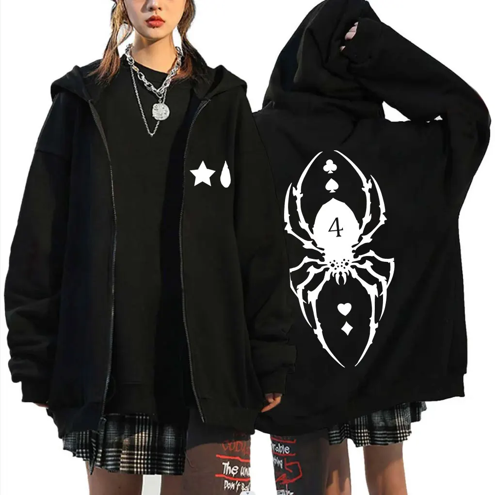 

Anime Hunter X Hunter Merch Zipper Hoodie Phantom Troupe Spider Print Zip Up Jacket Men Women Casual Oversized Zip Up Sweatshirt